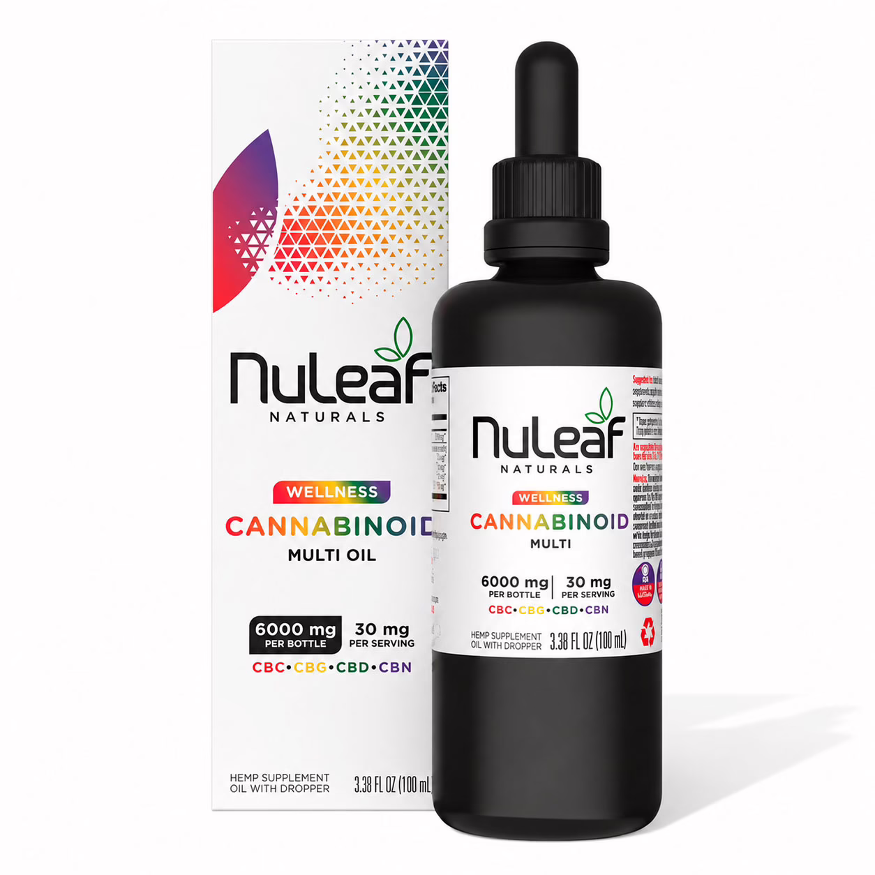NuLeaf Naturals, Multicannabinoid Oil CBD+CBC+CBG+CBN, Full Spectrum, 3.38fl oz, 6000mg Multi