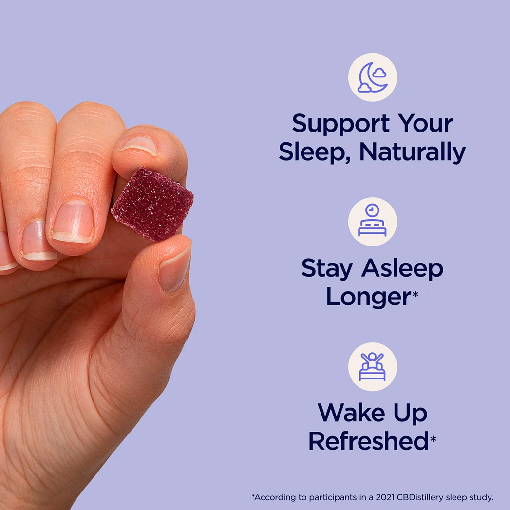 CBDistillery, Shhh Distilled CBD Gummies + Melatonin for Sleep, Grape, Broad Spectrum THC-Free, 30ct, 900mg CBD