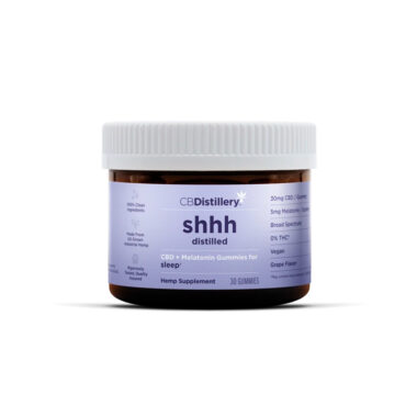 CBDistillery, Shhh Distilled CBD Gummies + Melatonin for Sleep, Grape, Broad Spectrum THC-Free, 30ct, 900mg CBD