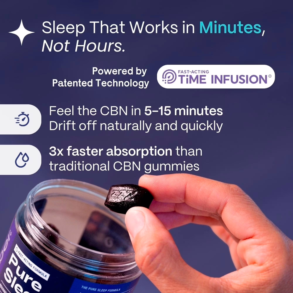 Slumber, Pure Sleep CBN Gummies, Vanilla Blueberry, Isolate THC-Free, 30ct, 600mg CBN
