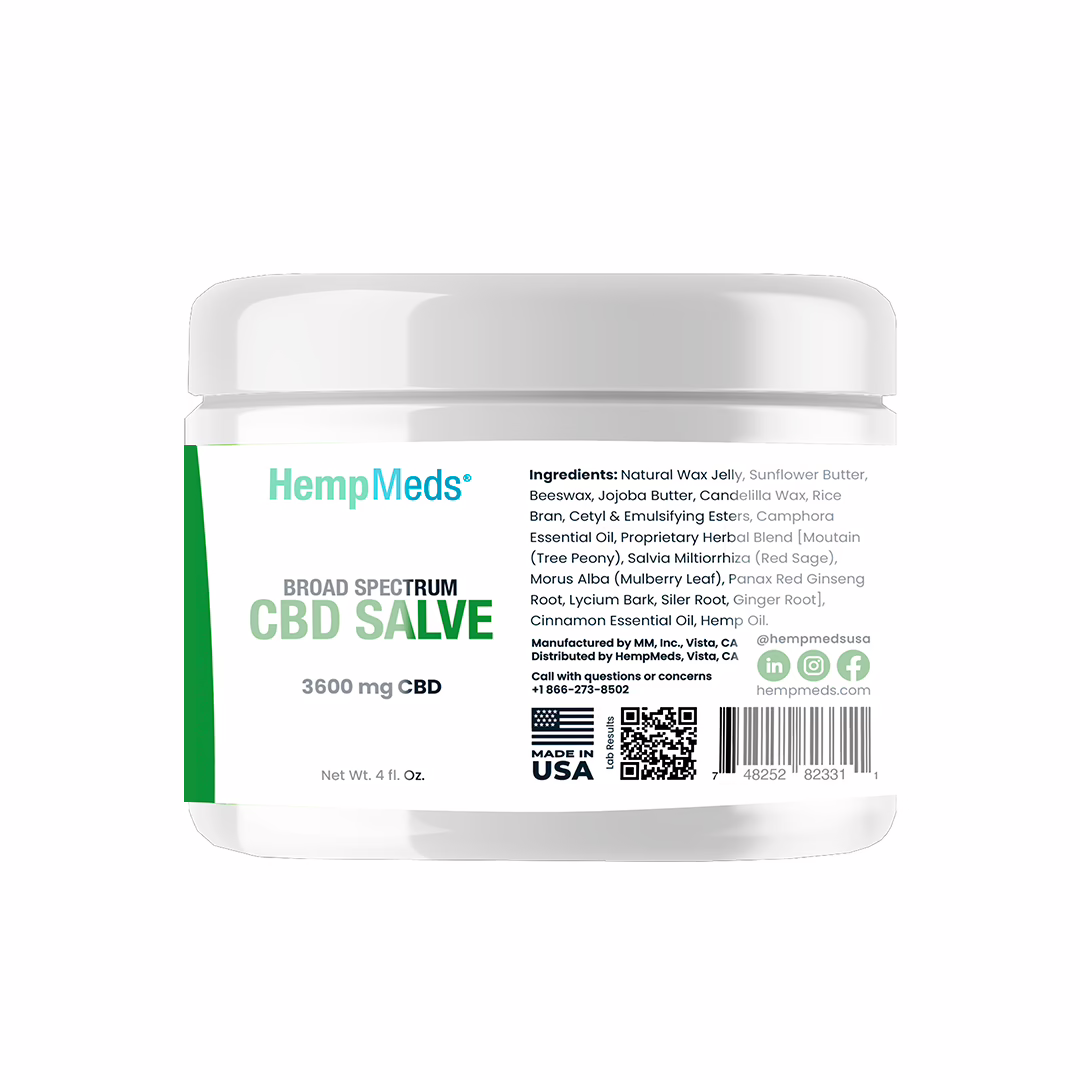 HempMeds, CBD Salve, Broad Spectrum THC-Free, 4fl oz, 3600mg CBD