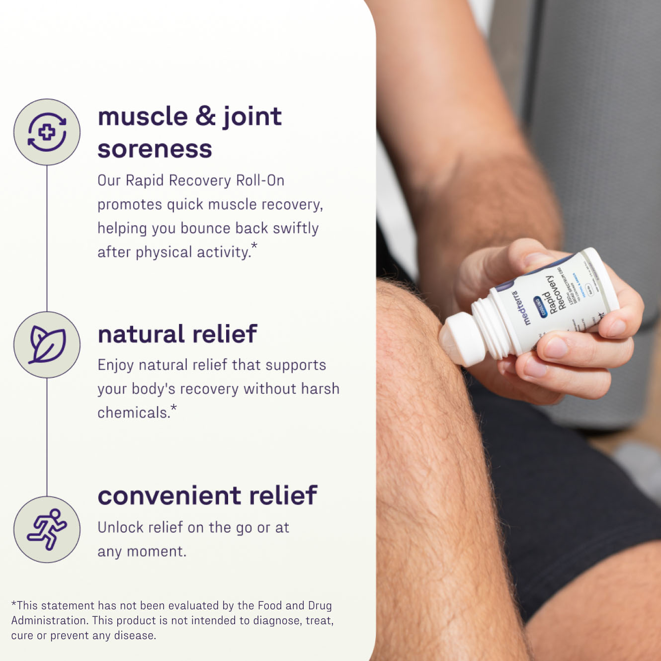 Medterra, Cooling Rapid Recovery CBD Roll On, Broad Spectrum THC-Free, 3fl oz, 1200mg CBD