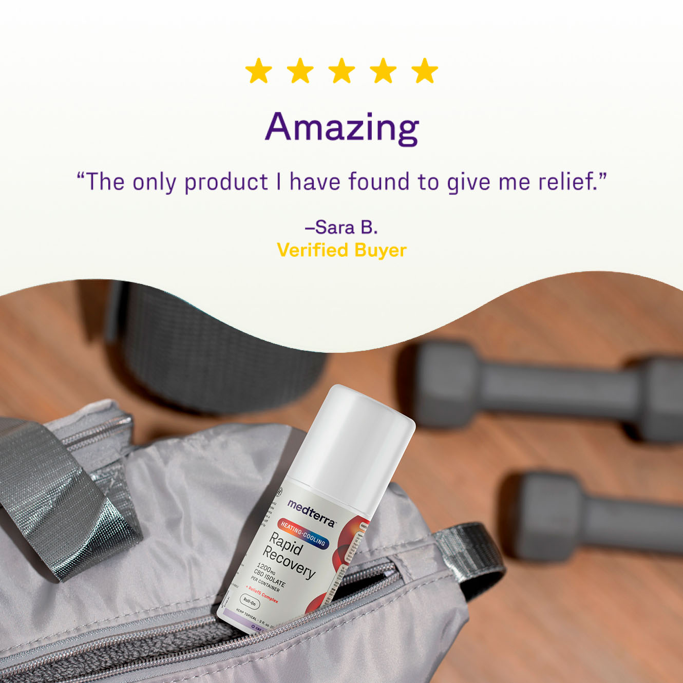 Medterra, Heating-Cooling Rapid Recovery CBD Roll On, Isolate THC-Free, 3fl oz, 1200mg CBD