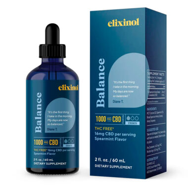 Elixinol, Balance CBD Tincture, Spearmint, Broad Spectrum THC-Free, 2fl oz, 1000mg CBD