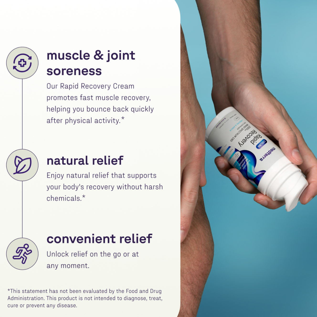 Medterra, Cooling Rapid Recovery CBD Cream, Broad Spectrum THC-Free, 3.4fl oz, 2000mg CBD