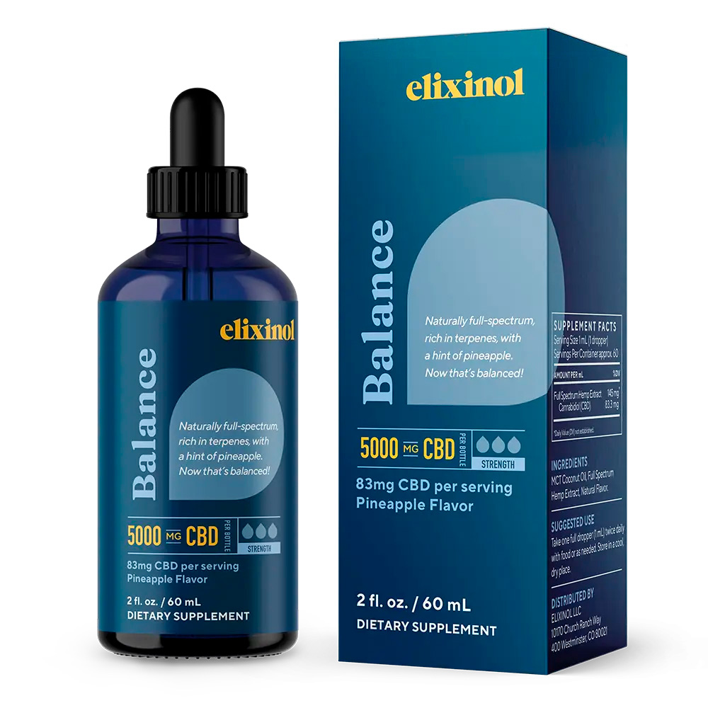 Elixinol, Balance CBD Tincture, Pineapple, Full Spectrum, 2fl oz, 5000mg CBD