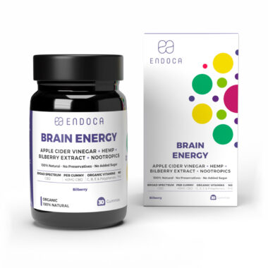 Endoca, Brain Energy CBD Gummies, Bilberry, Broad Spectrum THC-Free, 30ct, 1200mg CBD