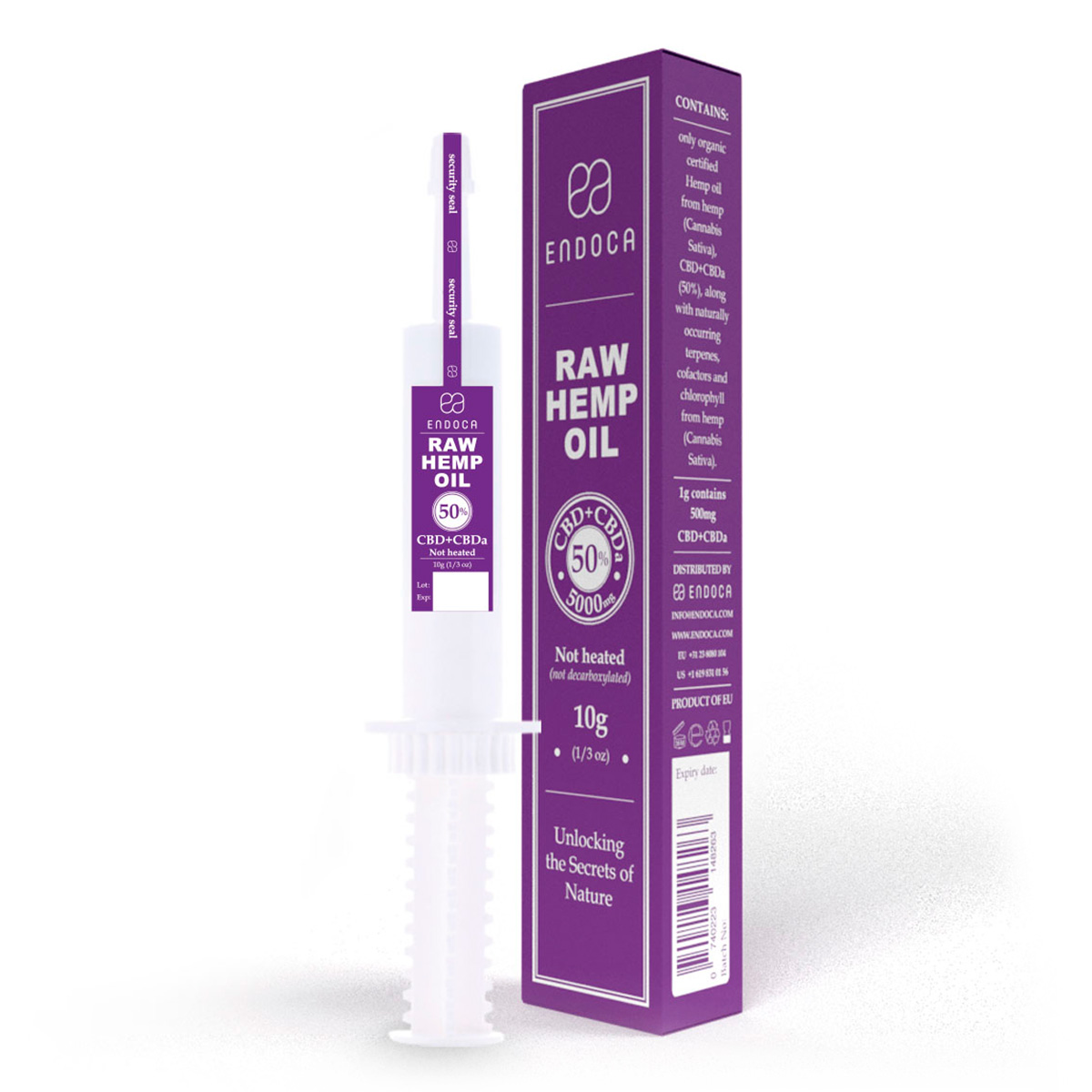 Endoca, Raw Hemp Oil Extract 50%, Full Spectrum, 0.33oz, 5000mg CBD+CBDa