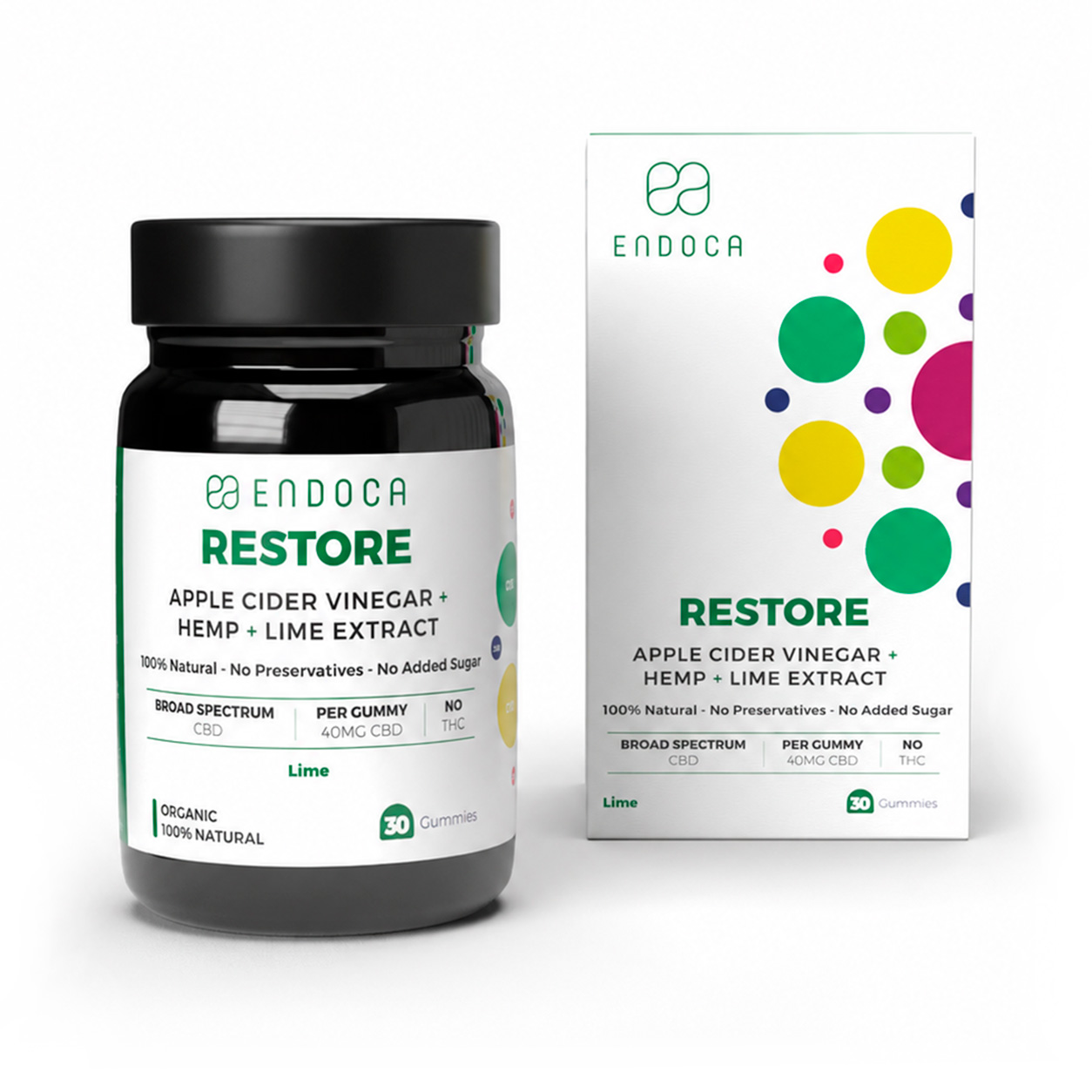 Endoca, Restore CBD Gummies, Lime, Broad Spectrum THC-Free, 30ct, 1200mg CBD Endoca, Restore CBD Gummies, Lime, Broad Spectrum THC-Free, 30ct, 1200mg CBD