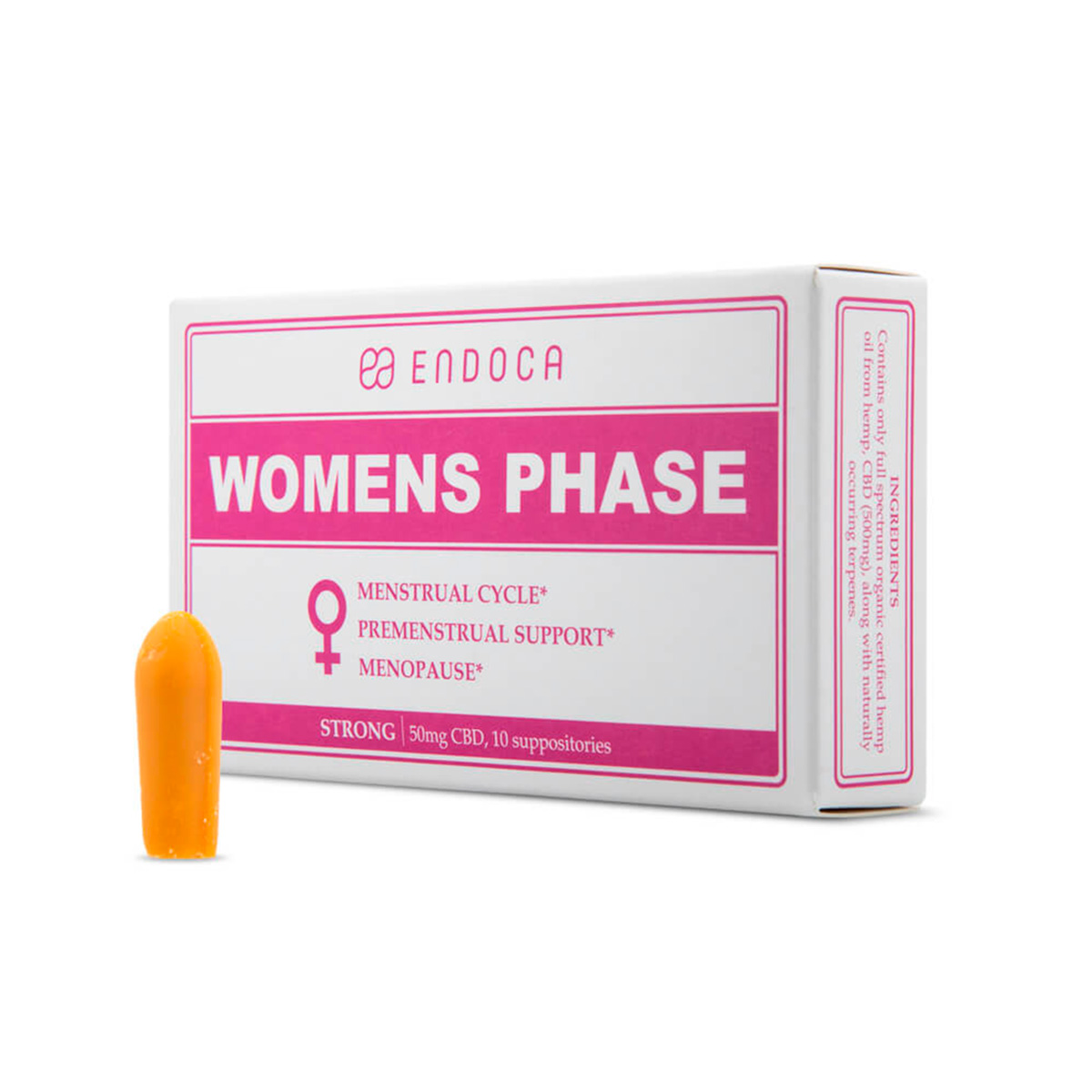 Endoca, Womens CBD Suppositories 50mg Strong, Full Spectrum, 10ct, 500mg CBD