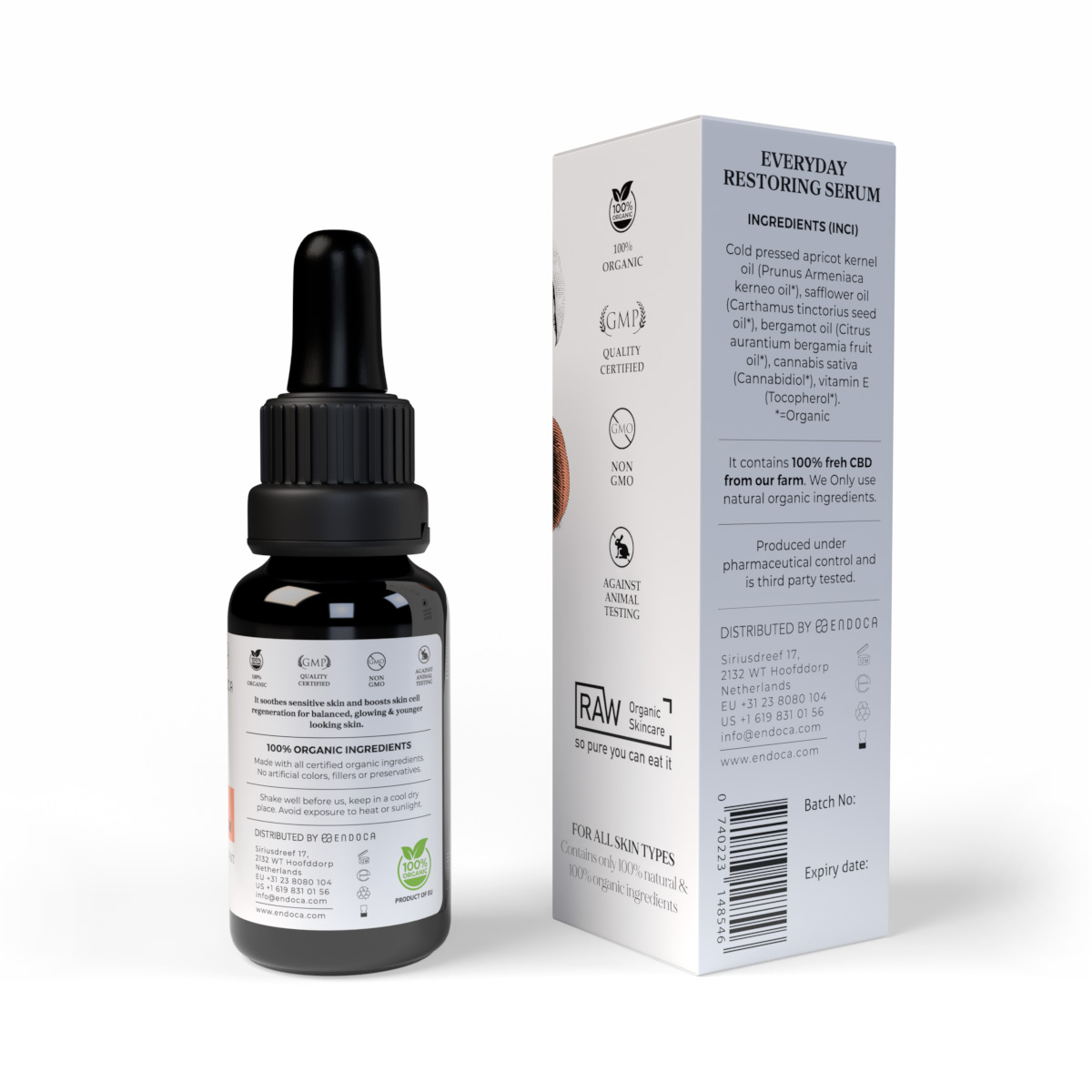 Endoca, Everyday Restoring CBD Serum, Broad Spectrum THC-Free, 1fl oz, 45mg CBD