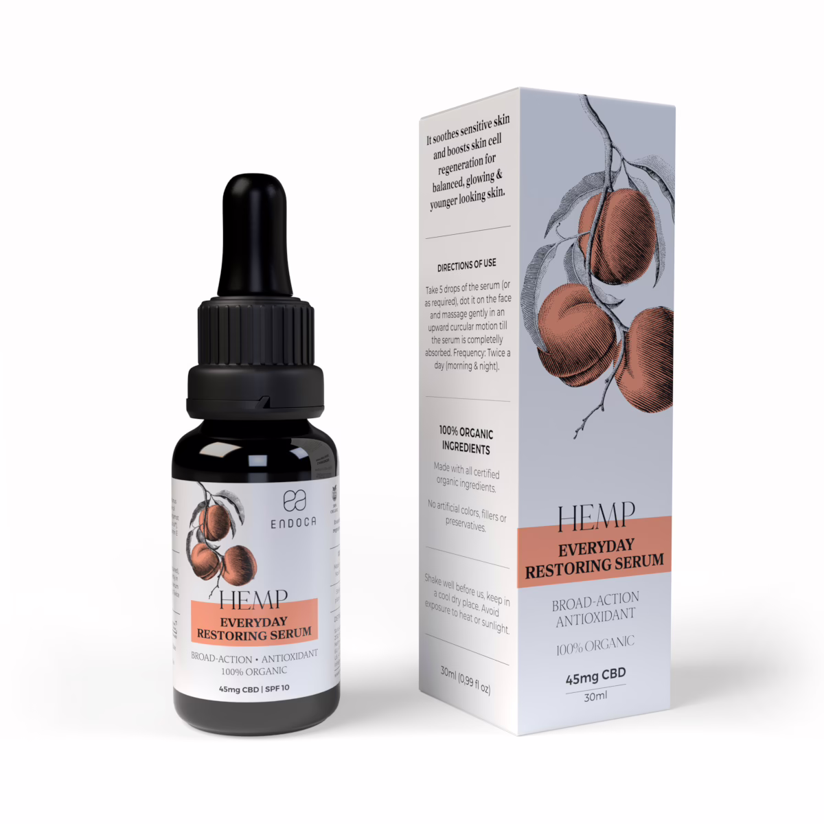 Endoca, Everyday Restoring CBD Serum, Broad Spectrum THC-Free, 1fl oz, 45mg CBD