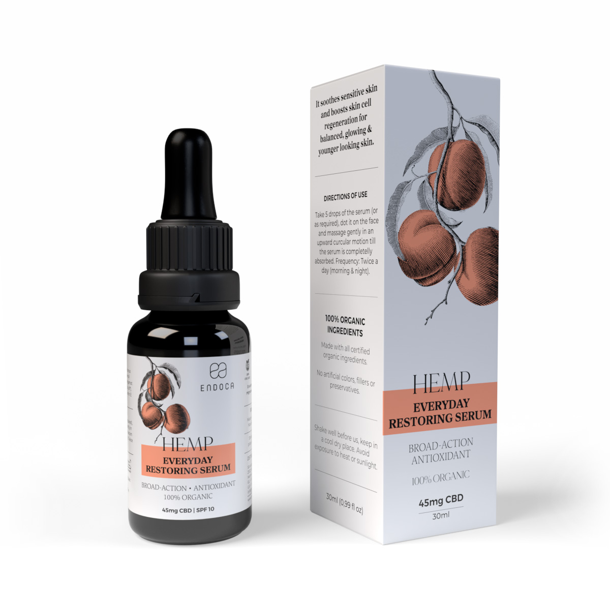 Endoca, Everyday Restoring CBD Serum, Broad Spectrum THC-Free, 1fl oz, 45mg CBD