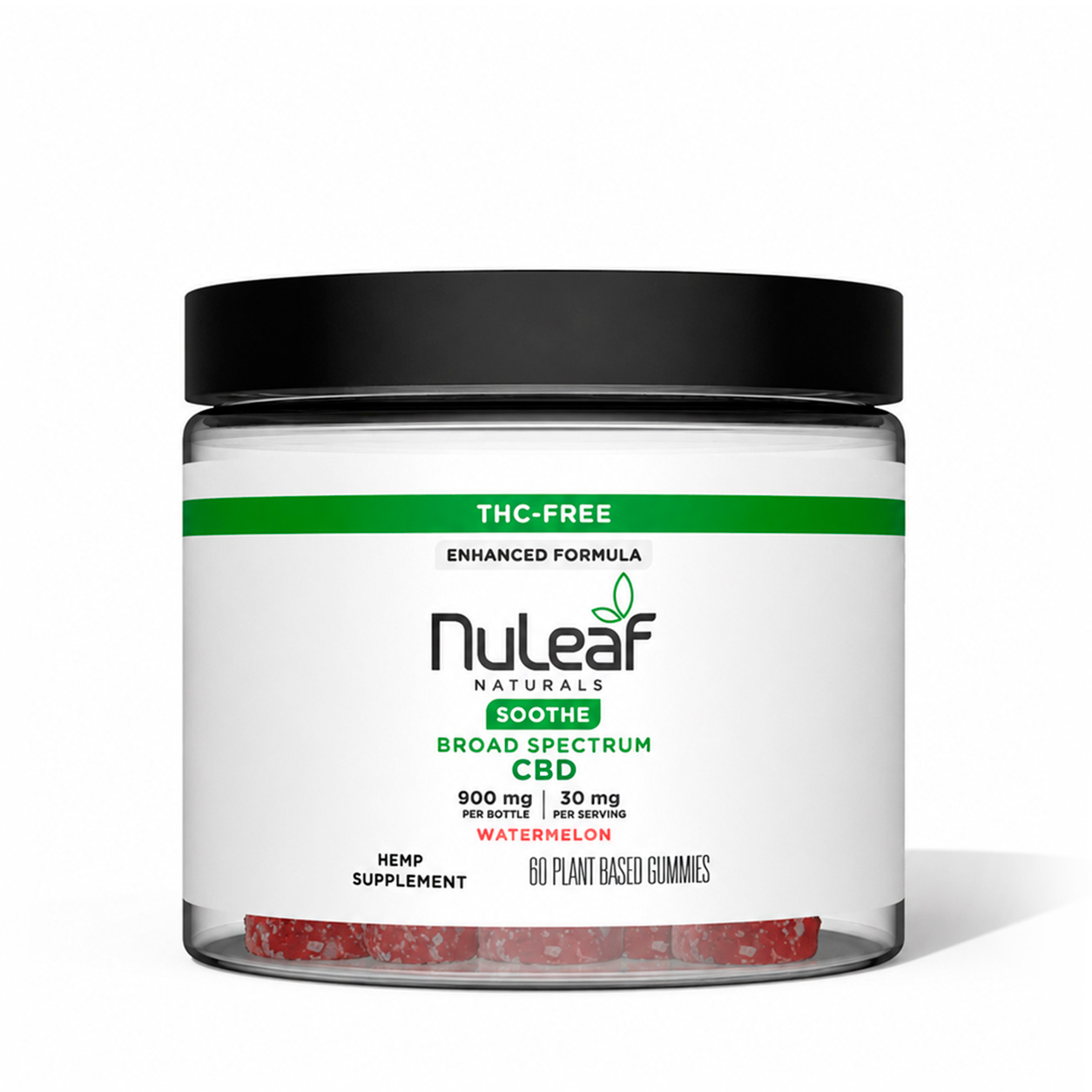 NuLeaf Naturals, CBD Gummies, Watermelon, Broad Spectrum THC-Free, 60ct, 900mg CBD NuLeaf Naturals, CBD Gummies, Watermelon, Broad Spectrum THC-Free, 60ct, 900mg CBD