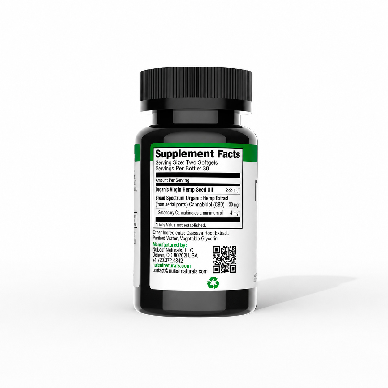 NuLeaf Naturals, CBD Softgels, Broad Spectrum THC-Free, 60ct, 900mg CBD