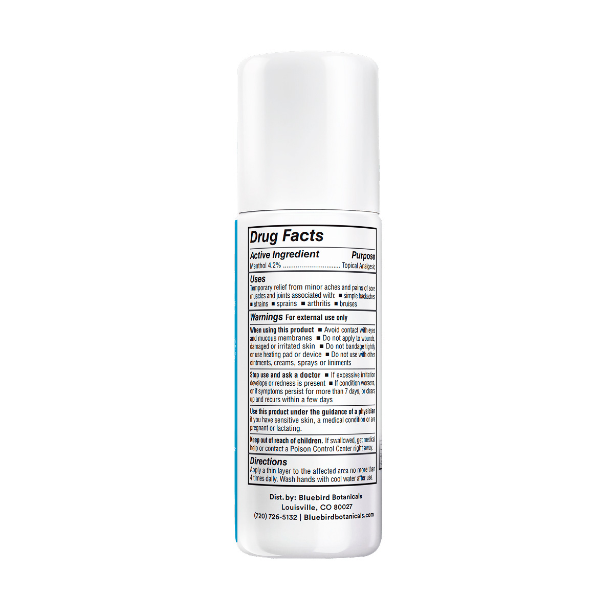 Bluebird Botanicals, Ice Relief CBD Roll-On, Broad Spectrum THC-Free, 3fl oz, 750mg CBD