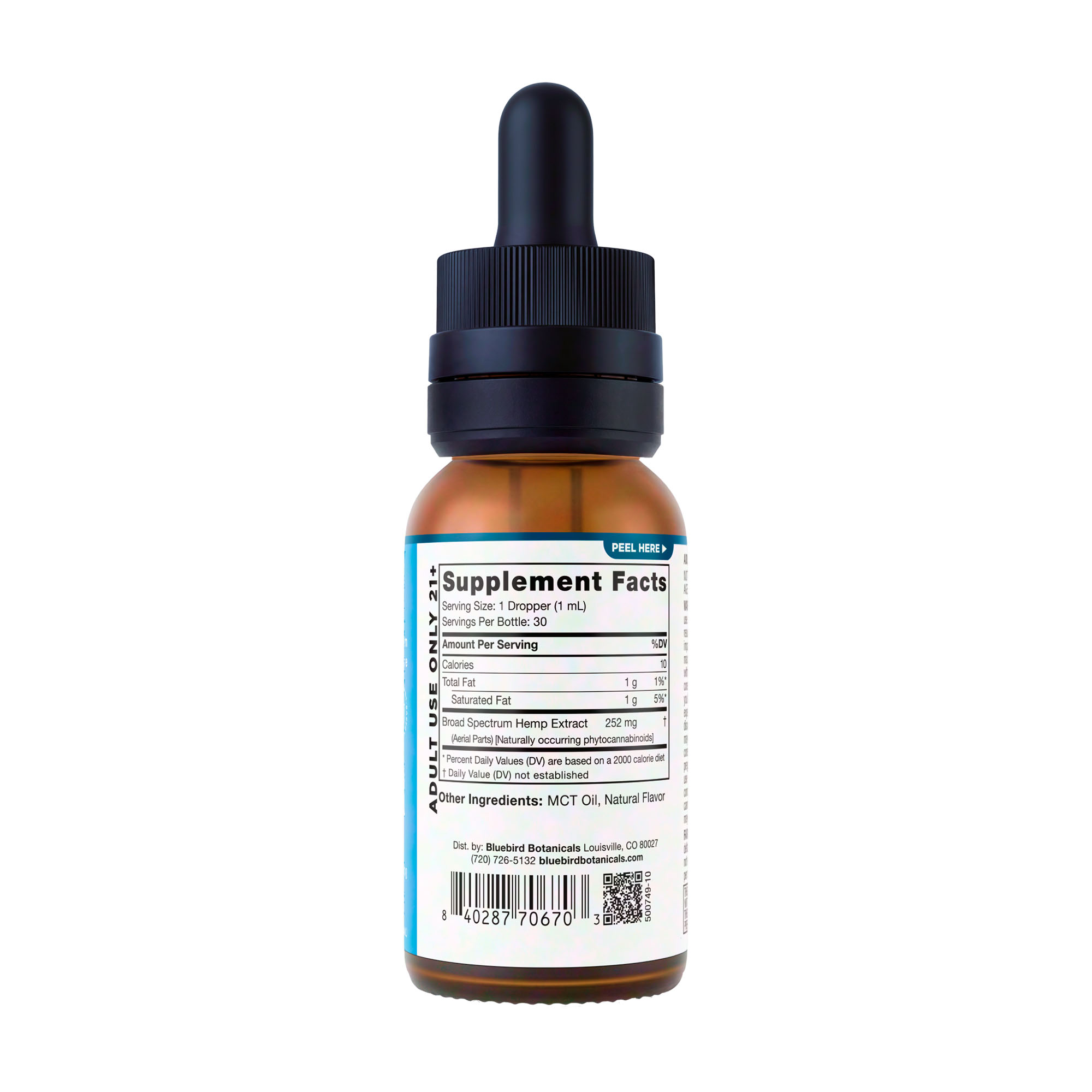Bluebird Botanicals, Max Strength CBD Oil 200mg, Broad Spectrum THC-Free, 1fl oz, 6000mg CBD