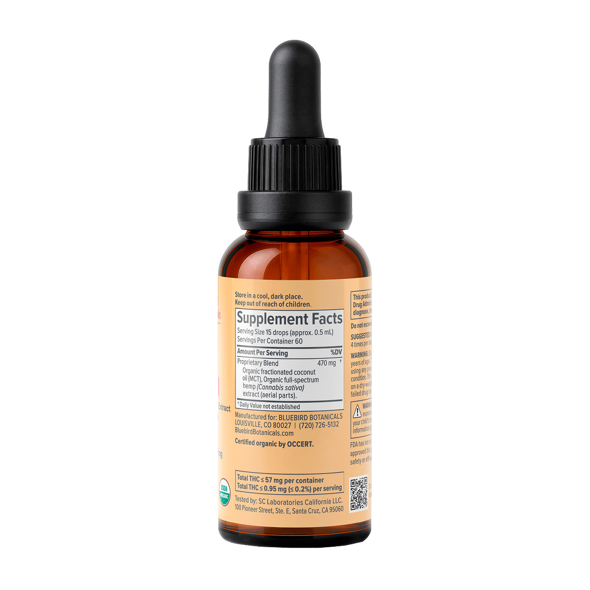 Bluebird Botanicals, Organic CBD Oil, Full Spectrum, 1fl oz, 900mg CBD
