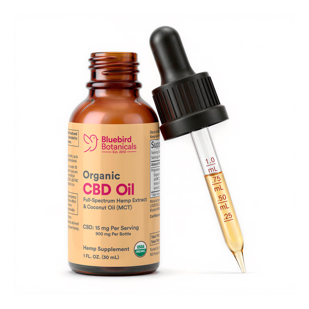 Bluebird Botanicals, Organic CBD Oil, Full Spectrum, 1fl oz, 900mg CBD
