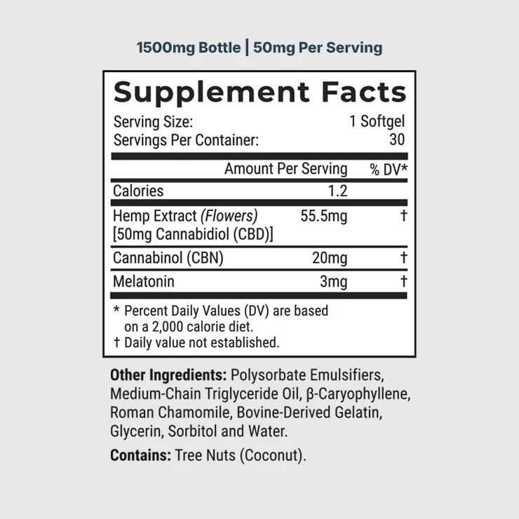 Joy Organics, CBD Softgels with Melatonin + CBN, Broad Spectrum THC-Free, 30ct, 600mg CBN + 1500mg CBD