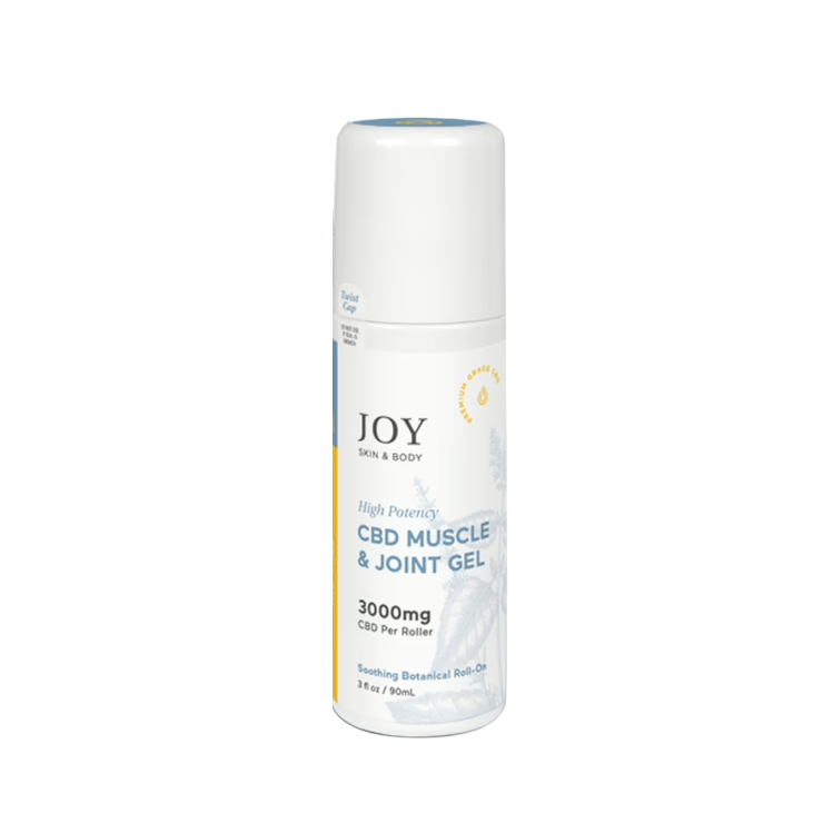 Joy Organics, CBD Muscle & Joint Gel Roll-On, Broad Spectrum THC-Free, 3fl oz, 3000mg CBD