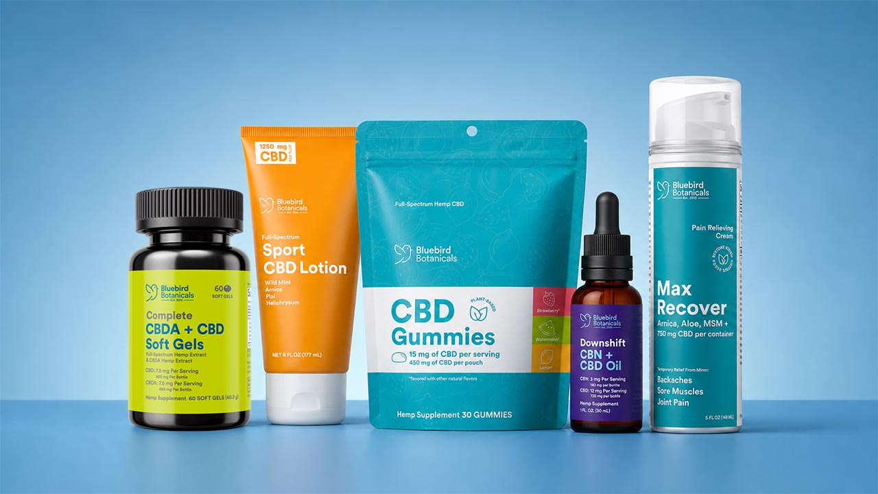 Shop Bluebird Botanicals CBD Products: CBD oils, softgels, gummies and topicals