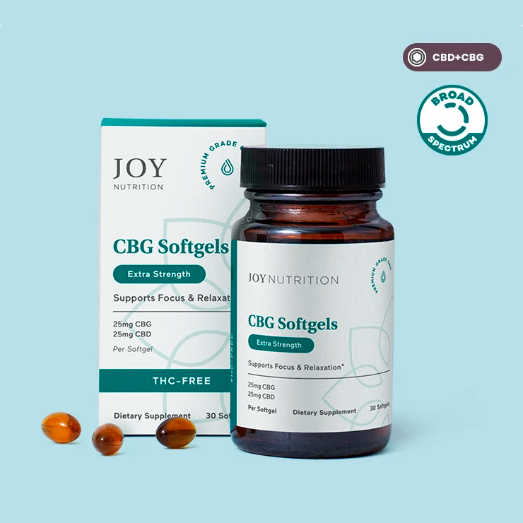 Joy Organics, CBG Softgels, Broad Spectrum THC-Free, 30ct, 750mg CBG + 750mg CBD