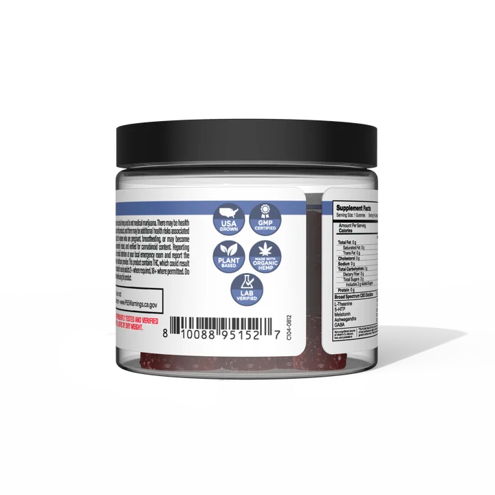NuLeaf Naturals, Snooze Melatonin CBD Gummies, Black Cherry, Broad Spectrum THC-Free, 60ct, 750mg CBD 1