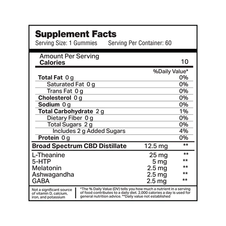 NuLeaf Naturals, Snooze Melatonin CBD Gummies, Black Cherry, Broad Spectrum THC-Free, 60ct, 750mg CBD 1