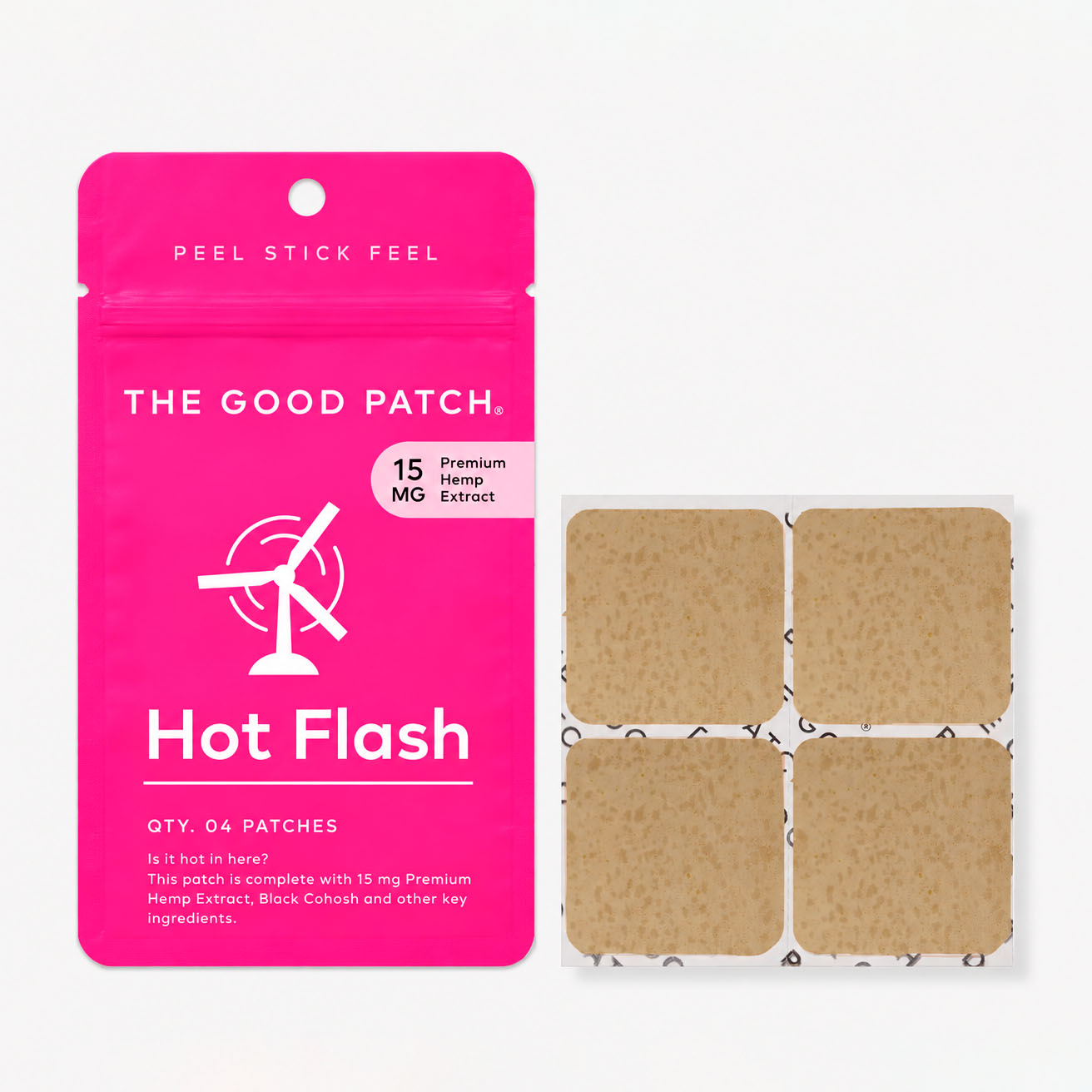 The Good Patch, Hot Flash Hemp Patch, Isolate THC-Free, 4ct, 60mg CBD