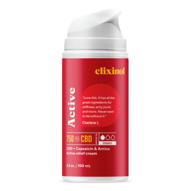 Elixinol, Active CBD Cream, Full Spectrum, 3.4oz, 750mg CBD