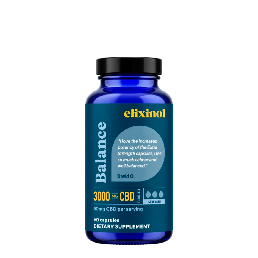 Elixinol, Everyday Balance Extra Strength CBD Capsules, Full Spectrum, 60ct, 3000mg CBD