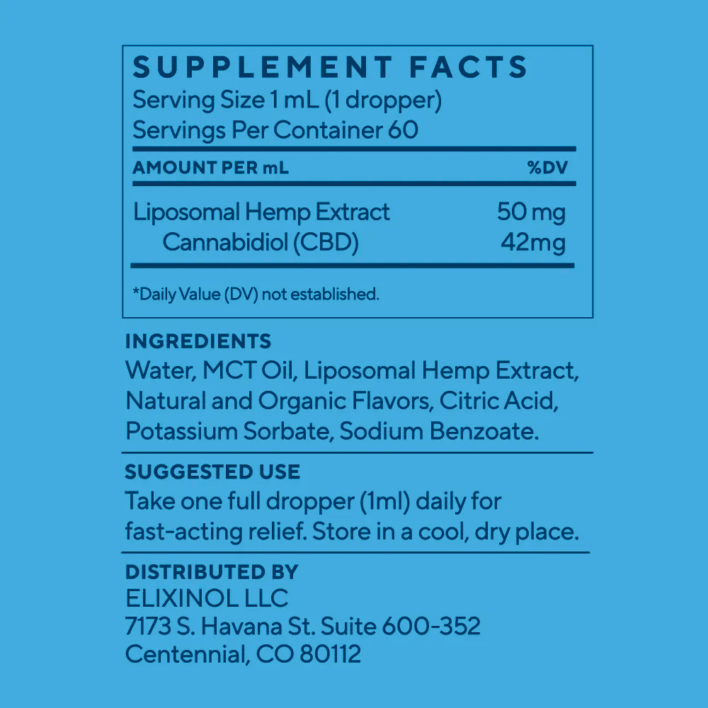 Elixinol, Rapid Relief CBD Liposome, Full Spectrum, 2fl oz, 2500mg CBD